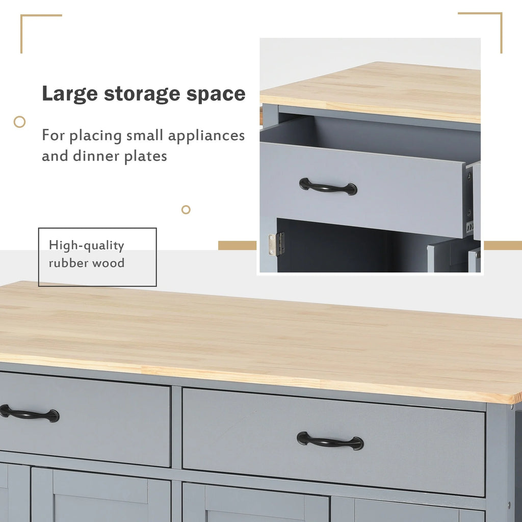 Kitchen Island Cart Cabinet with Wood Top and Locking Wheels E883461