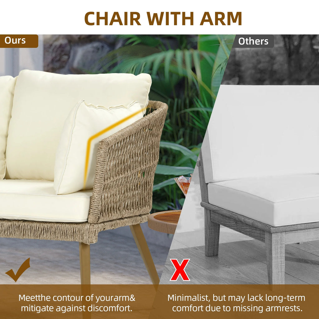 L-Shaped All-Weather Wicker Patio Sofa with Cushions G4364