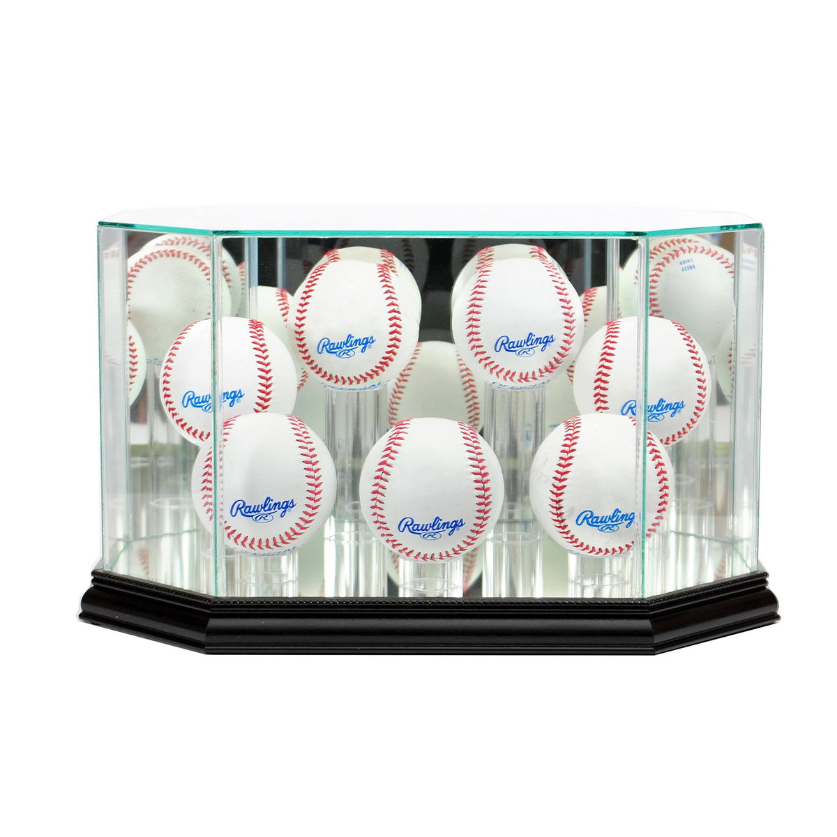 7 Baseball Display Case Octagon with Black Wood Z743866