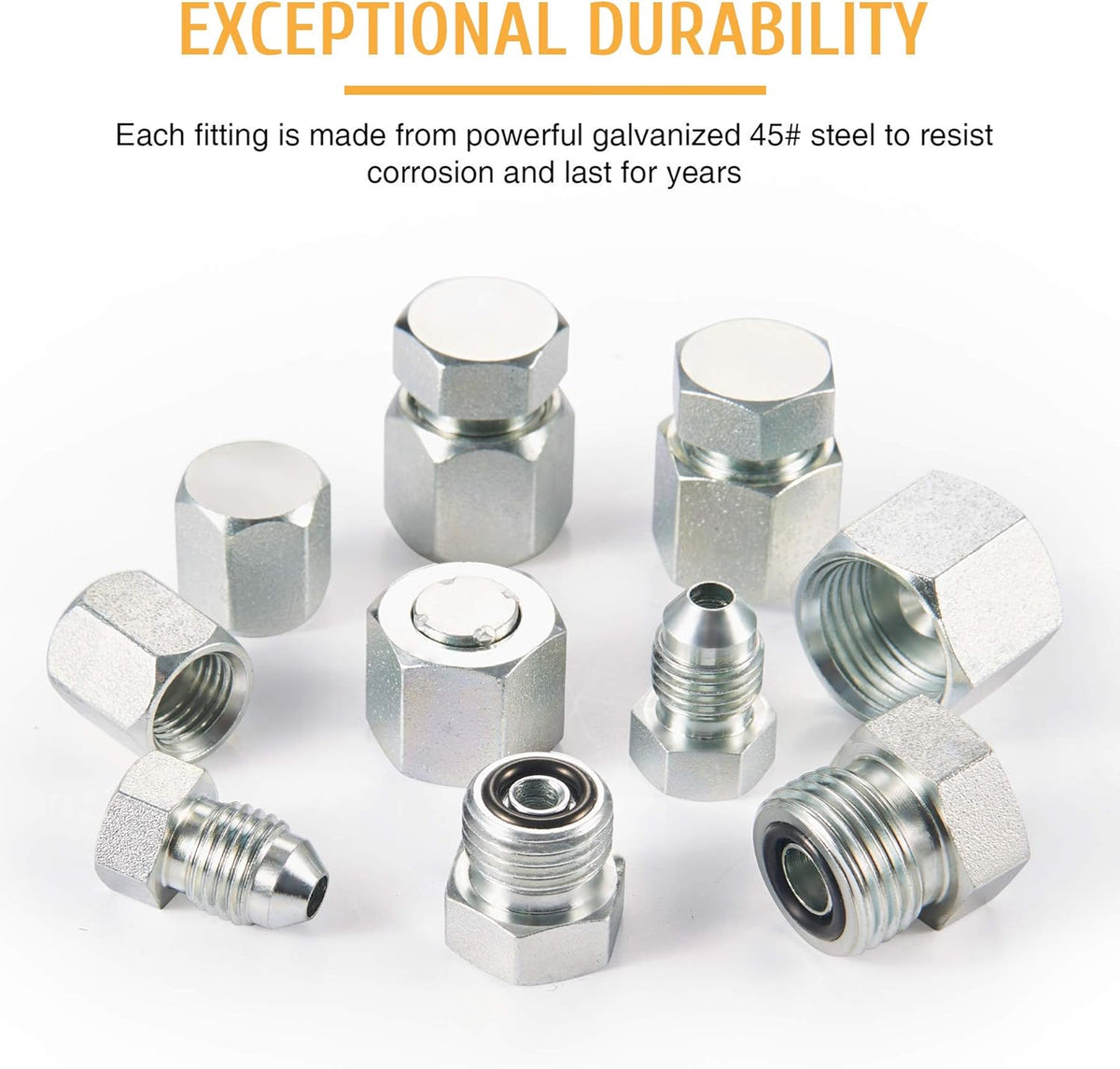 128 PC JIC ORFS Industrial Hydraulic Cap and Plug Kit with Galvanized 45# Steel Y707