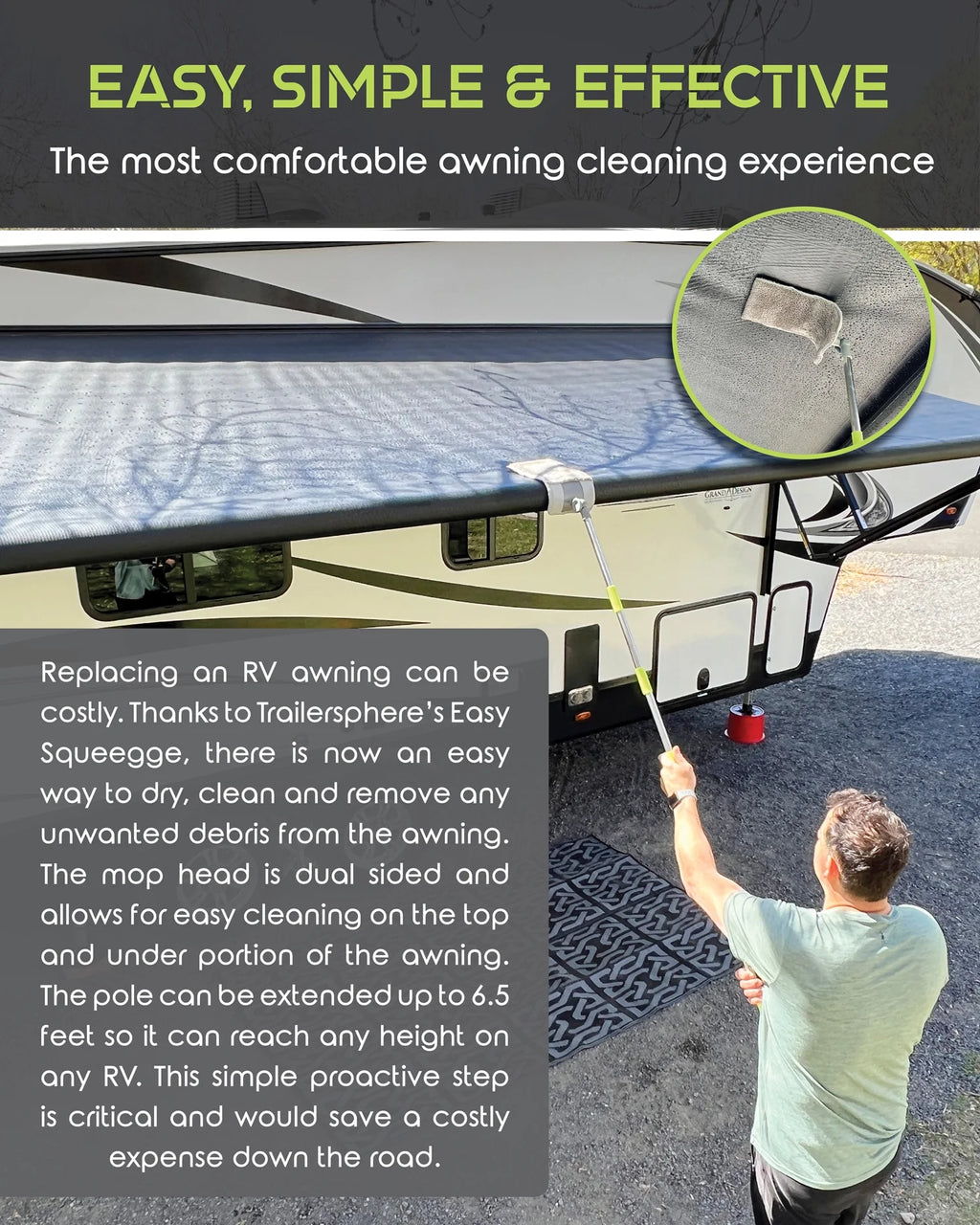 Rotating and Lockable Head Extendable Pole Dual Sided Mop Pad T30313