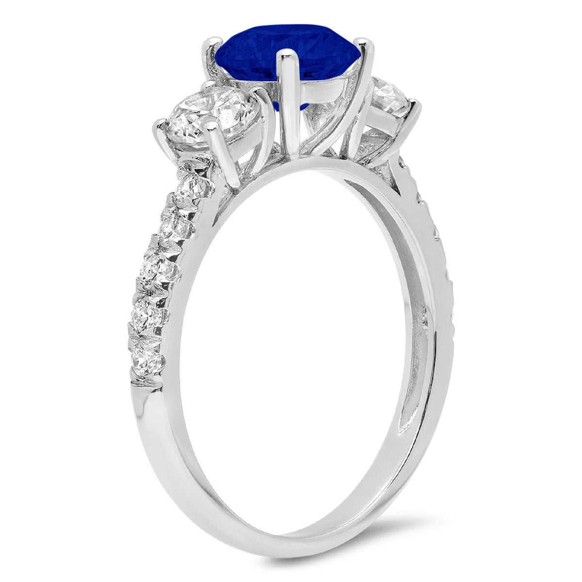 18k White Gold Three-Stone Ring Y413