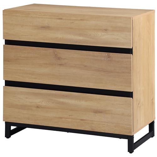 Brown Buffet Cabinet with 3 Drawers and Metal Base M867