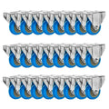 24 Pack 3x22 Rigid Fixed Polyurethane Blue Non Swivel Caster Wheels D3390