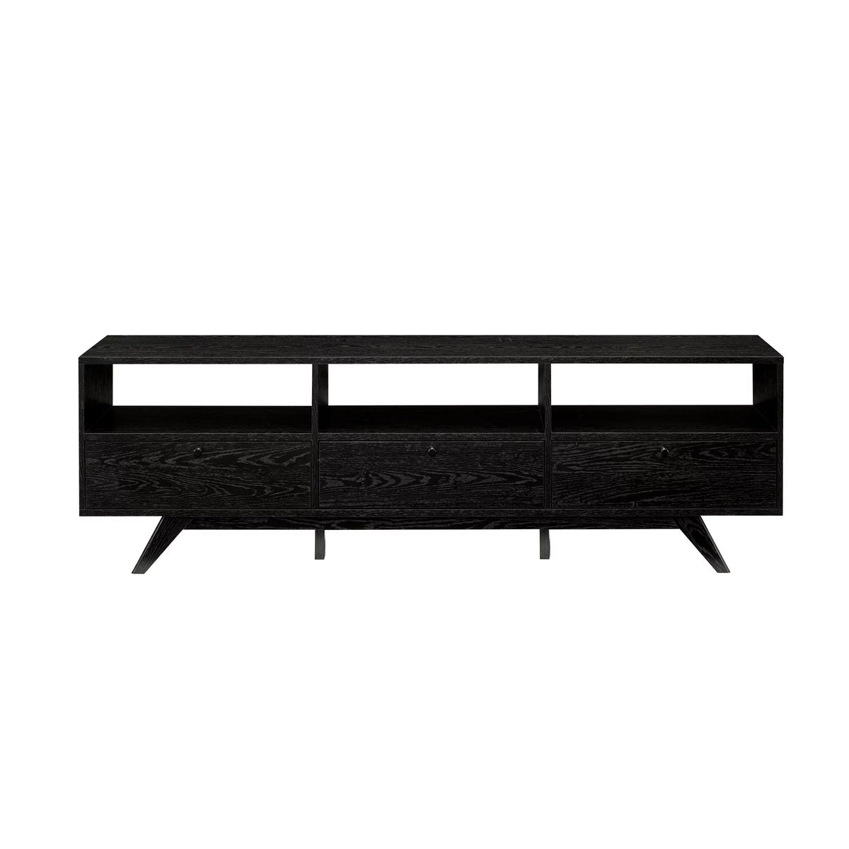 Black Mid-Century Modern Storage TV Stand W128775