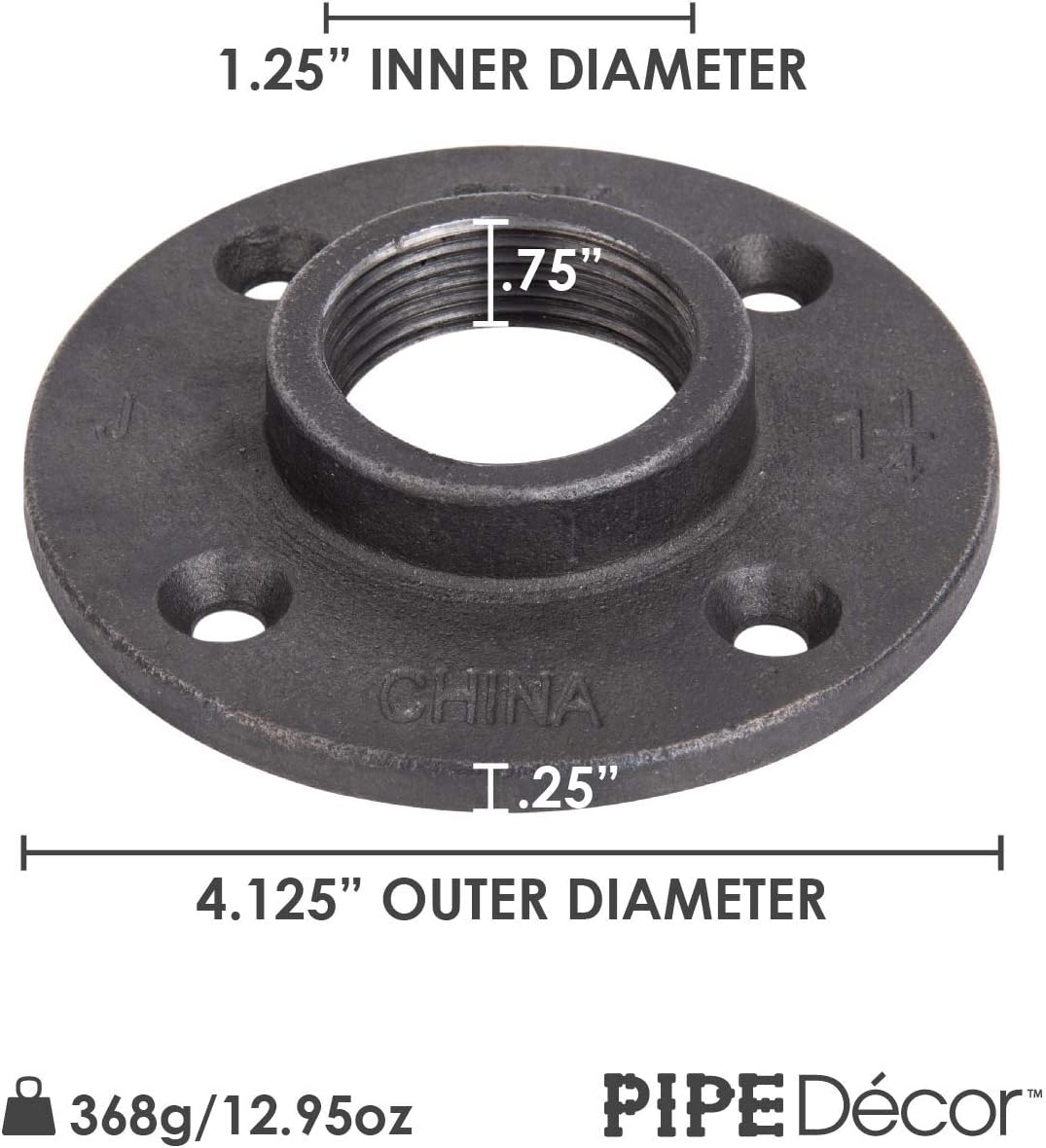 1-1/4 Malleable Cast Iron Floor Flange 4 Pack Q32636