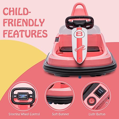 6V Electric Ride On Bumper Car for Toddlers, Bright-Pink S421110