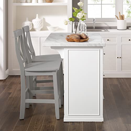 White Faux Marble Top Kitchen Island I9919