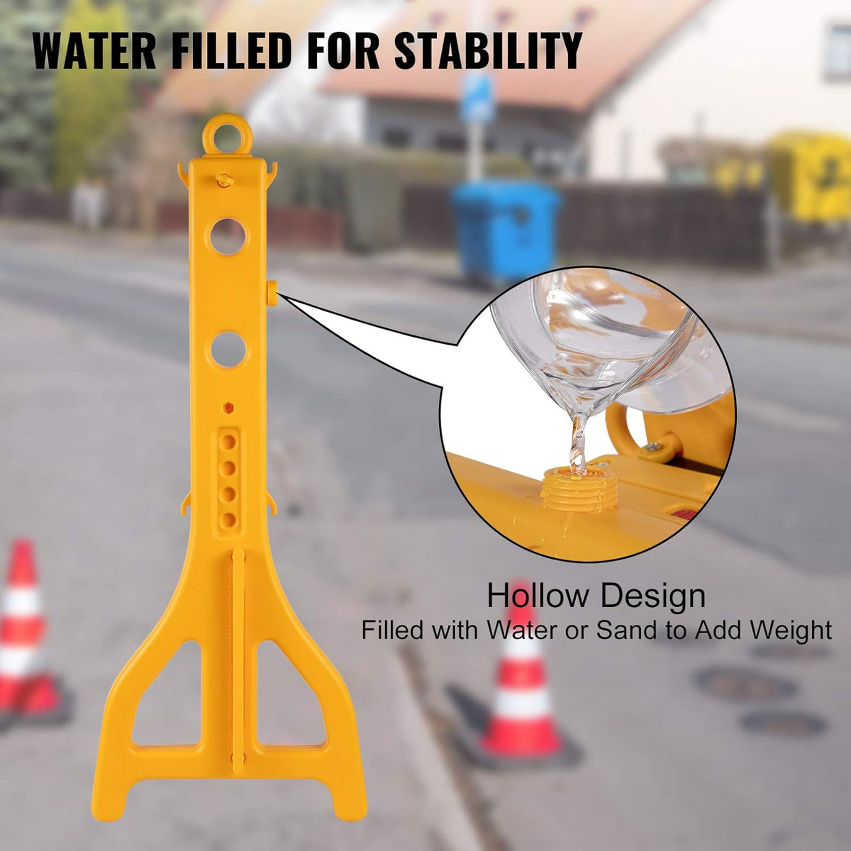 Yellow Plastic Traffic Barricade with Reflectors, 8.3ft Width, 38” Height, Pack of 2 Z14396