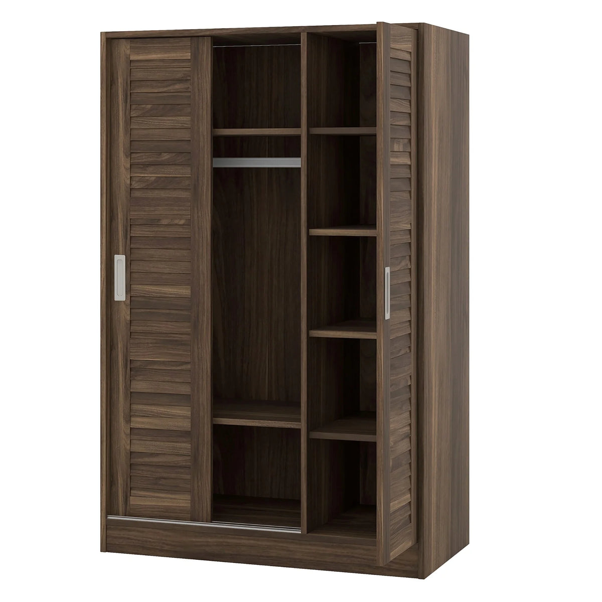 Mid-century 3-Door Wardrobe with Shelves H5463