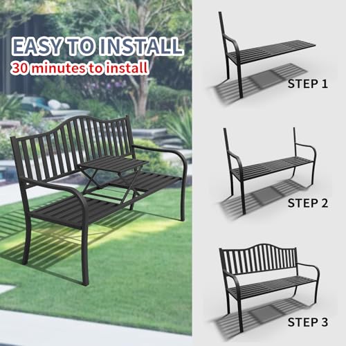 Outdoor Bench with Small Table V9654