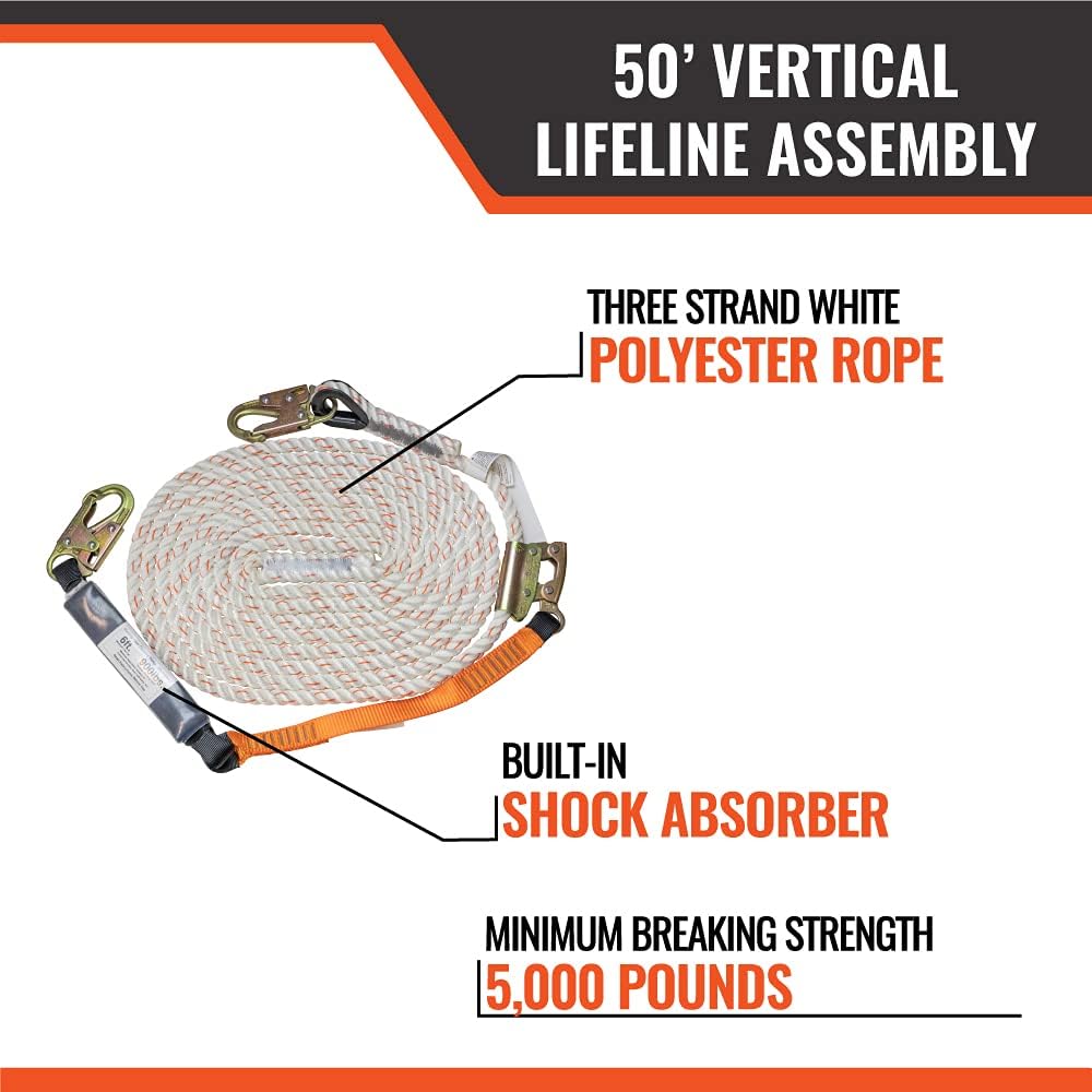 100’ Vertical Lifeline Assembly with Shock Absorber and 18” Extension Lanyard T572882