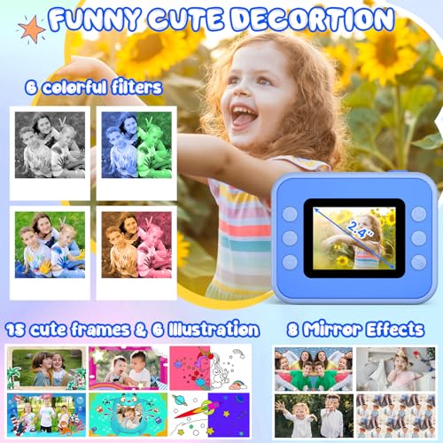 Blue Instant Print Kids Camera with 32GB Card P556