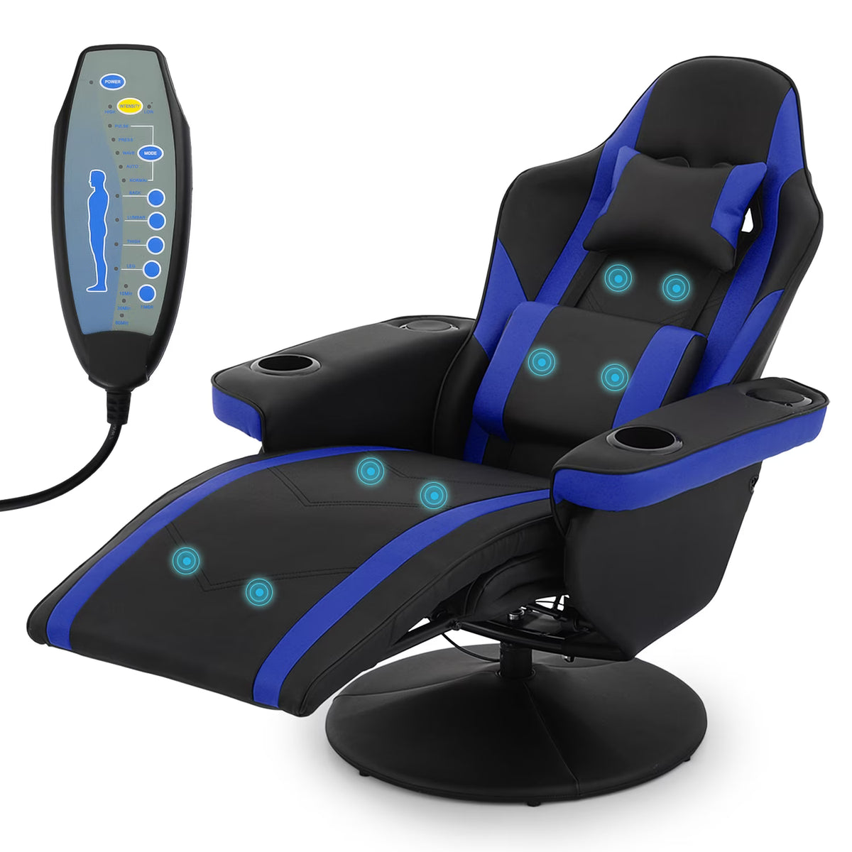 Blue Massage Gaming Recliner Chair with Speaker K232407