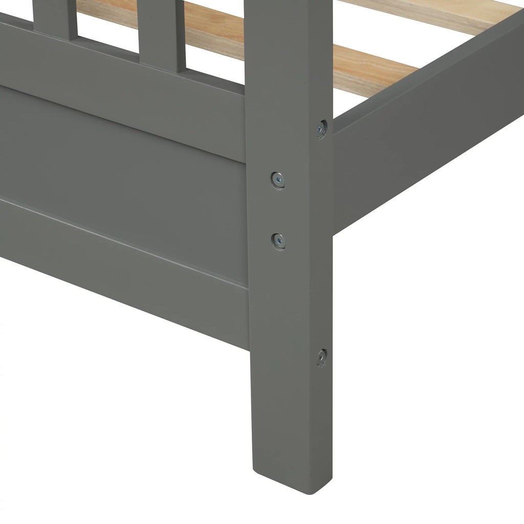 Wood Twin Size Platform Bed Frame with Headboard and Footboard M421955