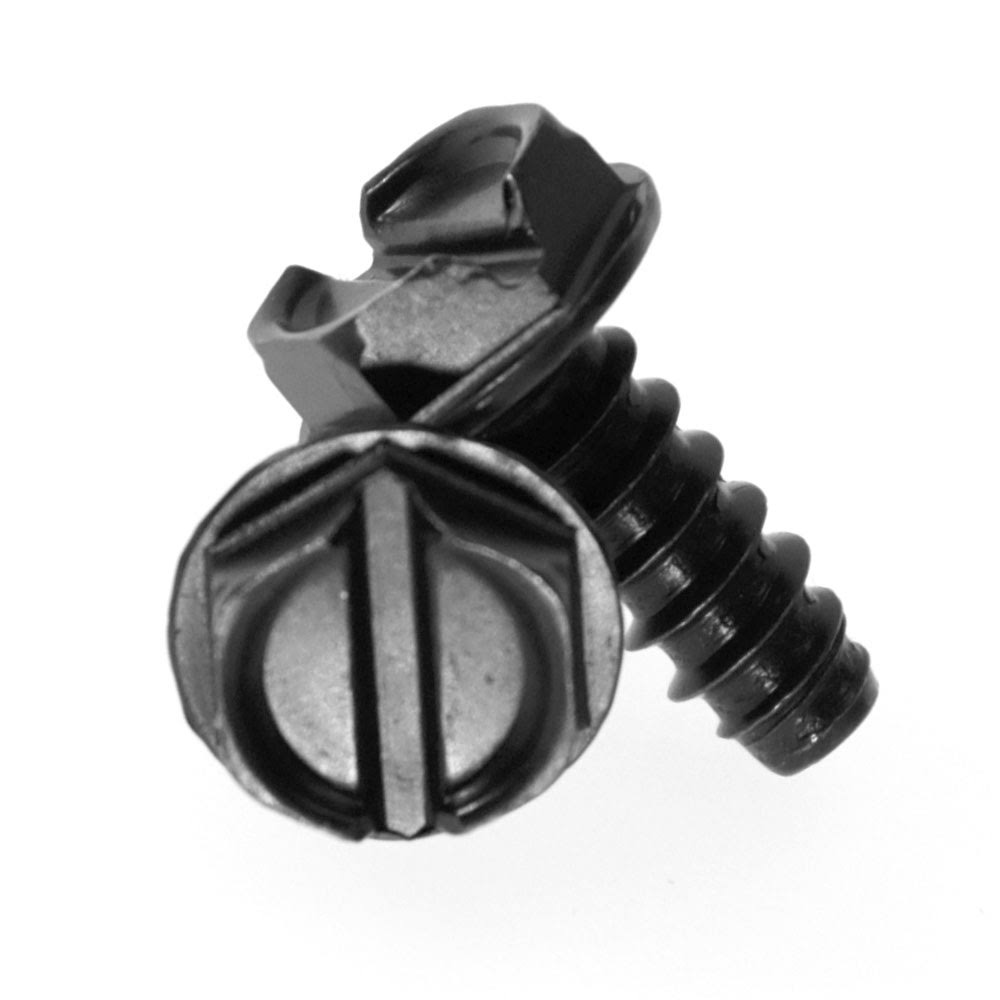 3/8 Sheet Metal Screw Slotted Hex Washer Head Low Carbon Steel Black Oxide R5962