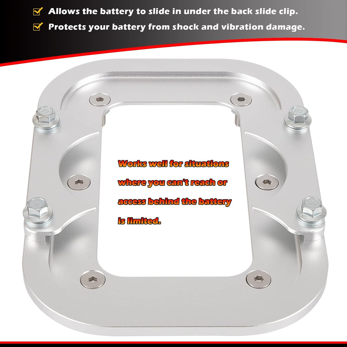 Billet Aluminum Battery Pallet Trunk Battery Hold Down Bracket Tray Pack of 2 W417378