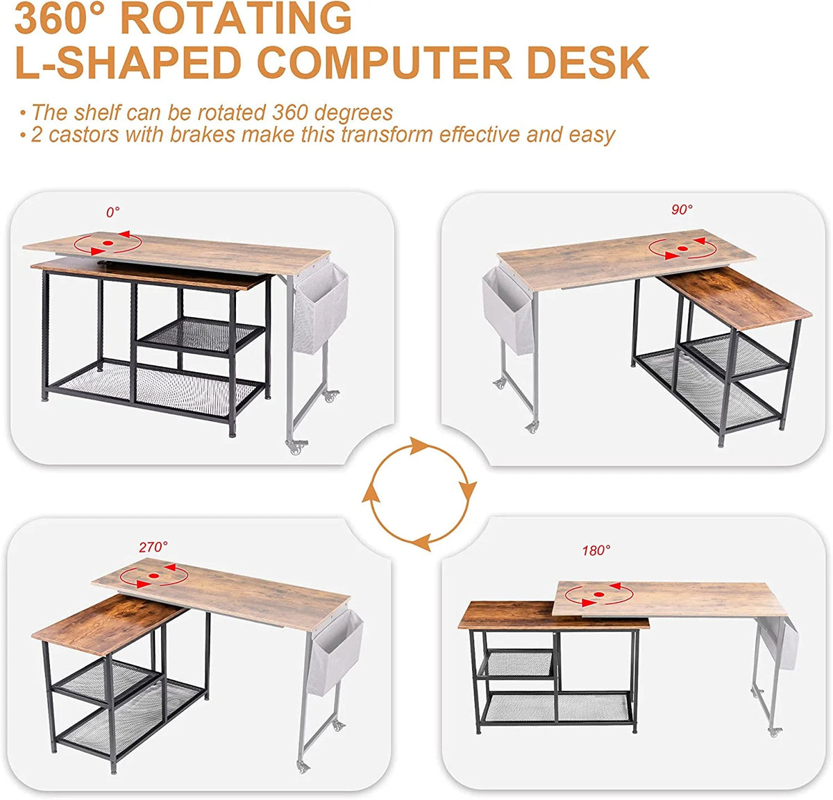 L-Shaped Corner Computer Desk 67 Inch with Shelves Y5595