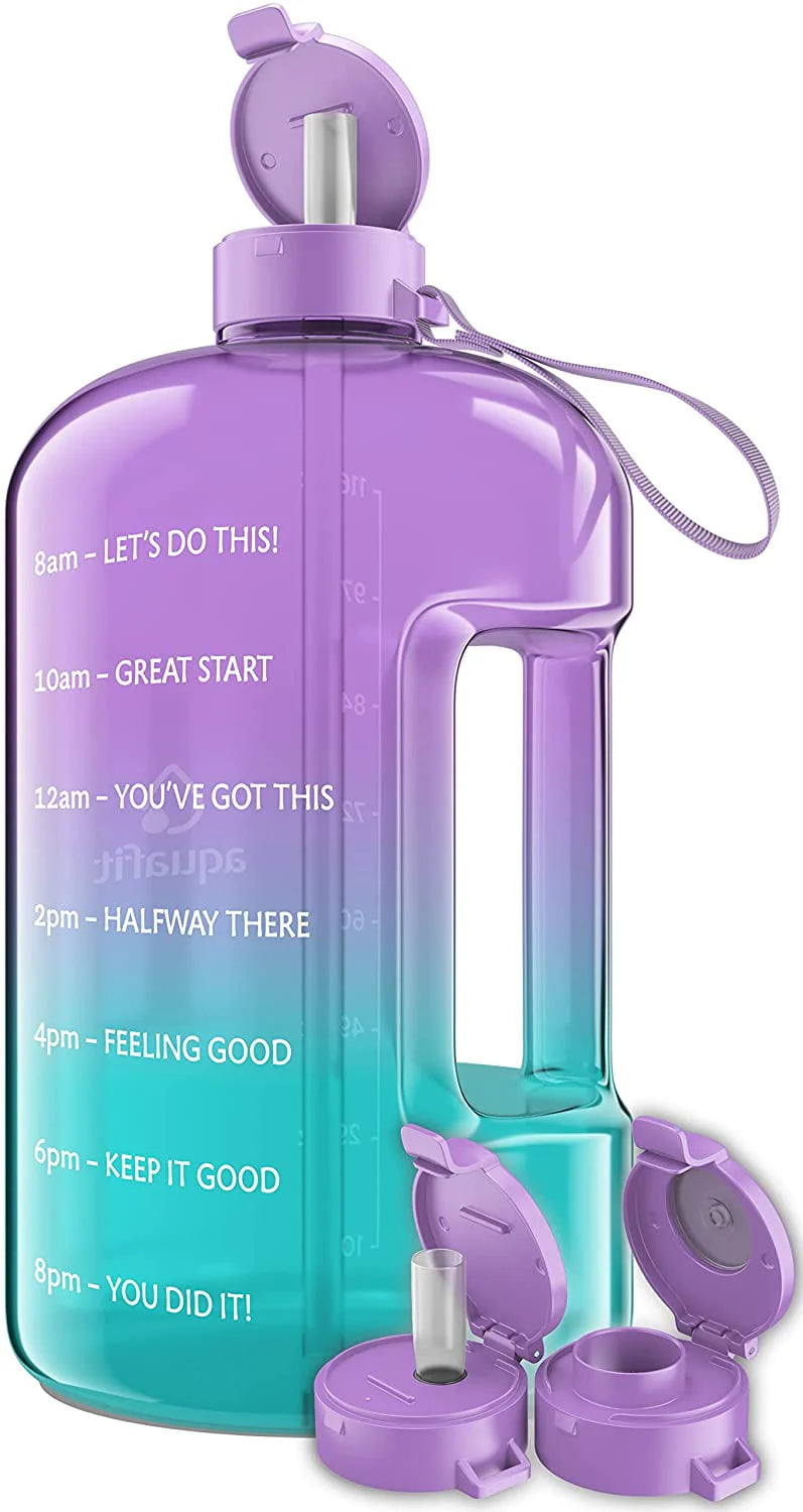 1 Gallon Gray Water Bottle with Time Marker D4632