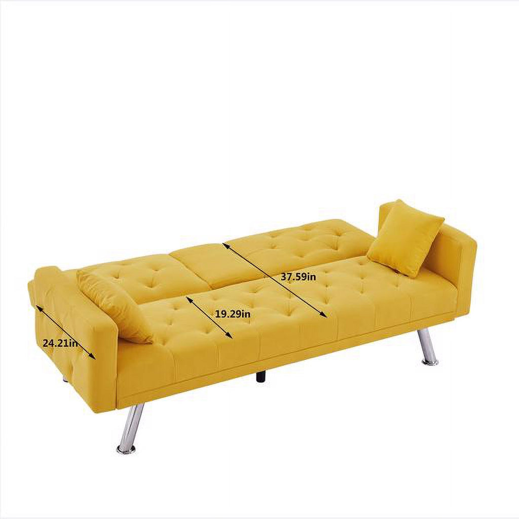 Yellow Linen Convertible Sofa and Bed U4709