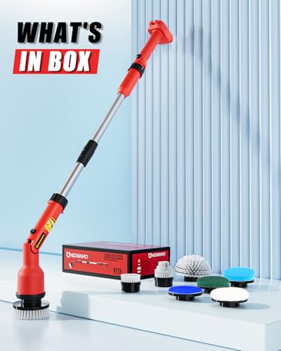 Electric Spin Scrubber with Adjustable Extension Arm & 8 Brushes Y50708