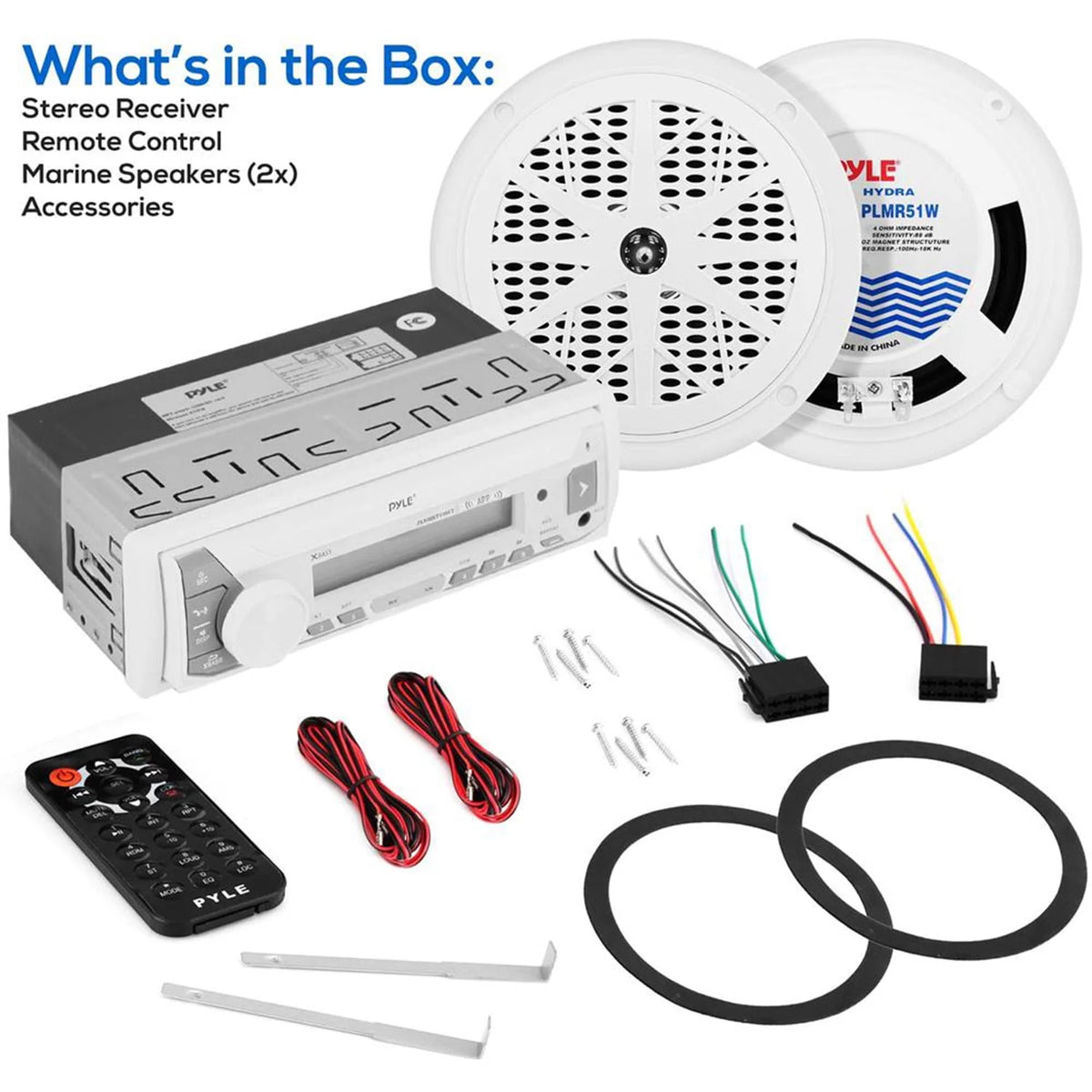 White Marine Receiver Stereo System with 5.25 Inch Speakers S310