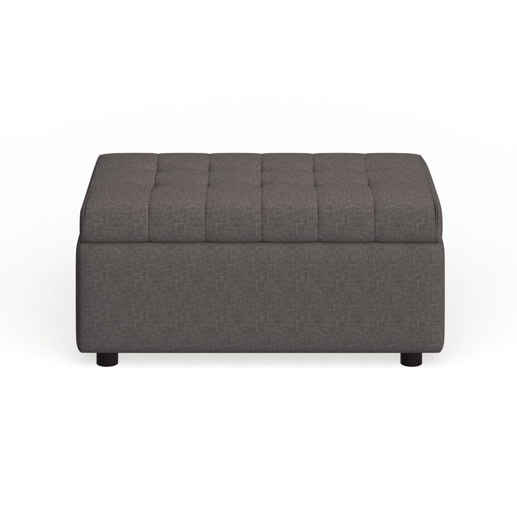 Grey Linen Rectangular Storage Ottoman T6280