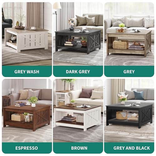 Brown Square Coffee Table with Storage Y270869