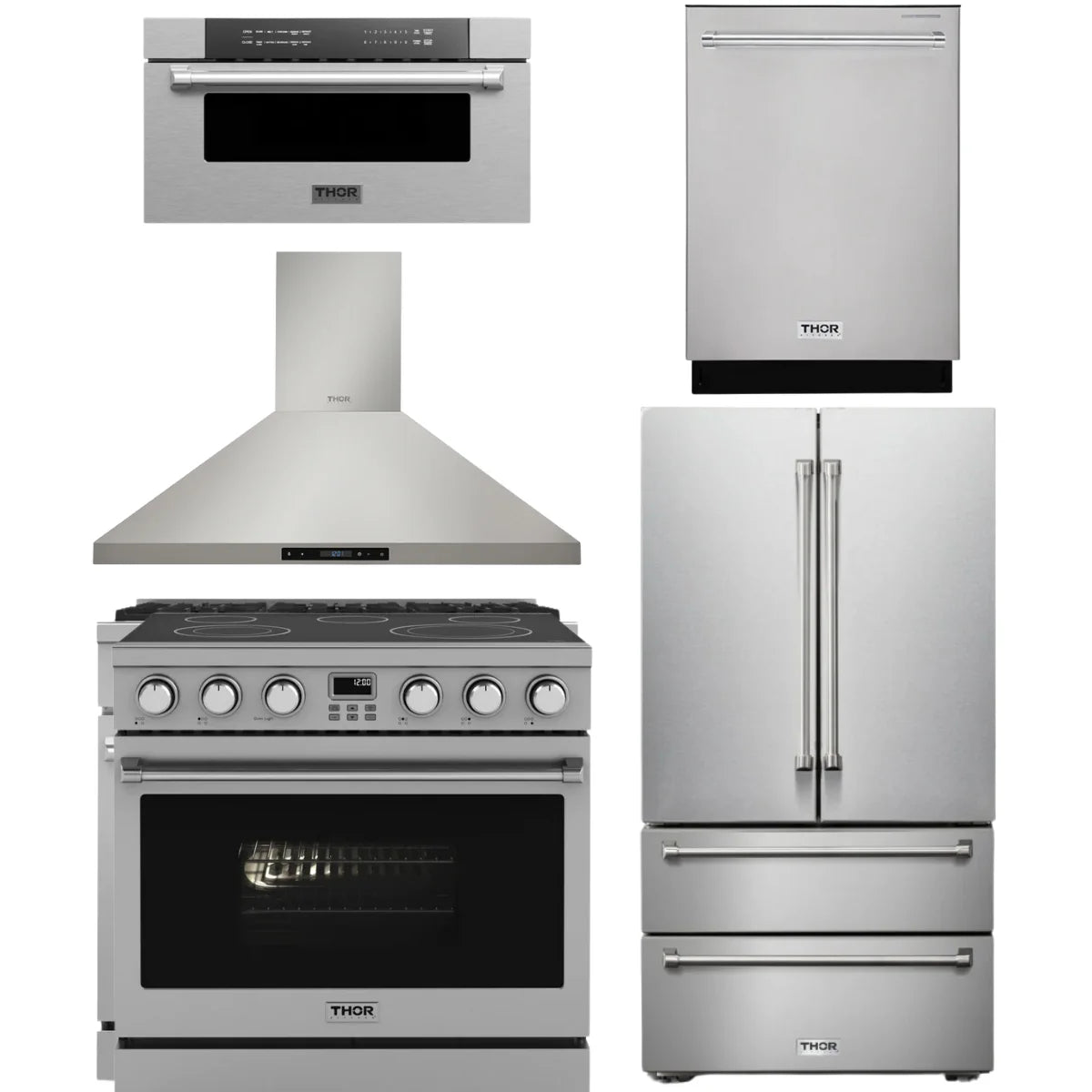 36 Electric Range, Range Hood, Refrigerator, Dishwasher and Microwave C171