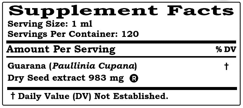 Guarana Dry Seed Liquid Extract 4 Fl.Oz J631016