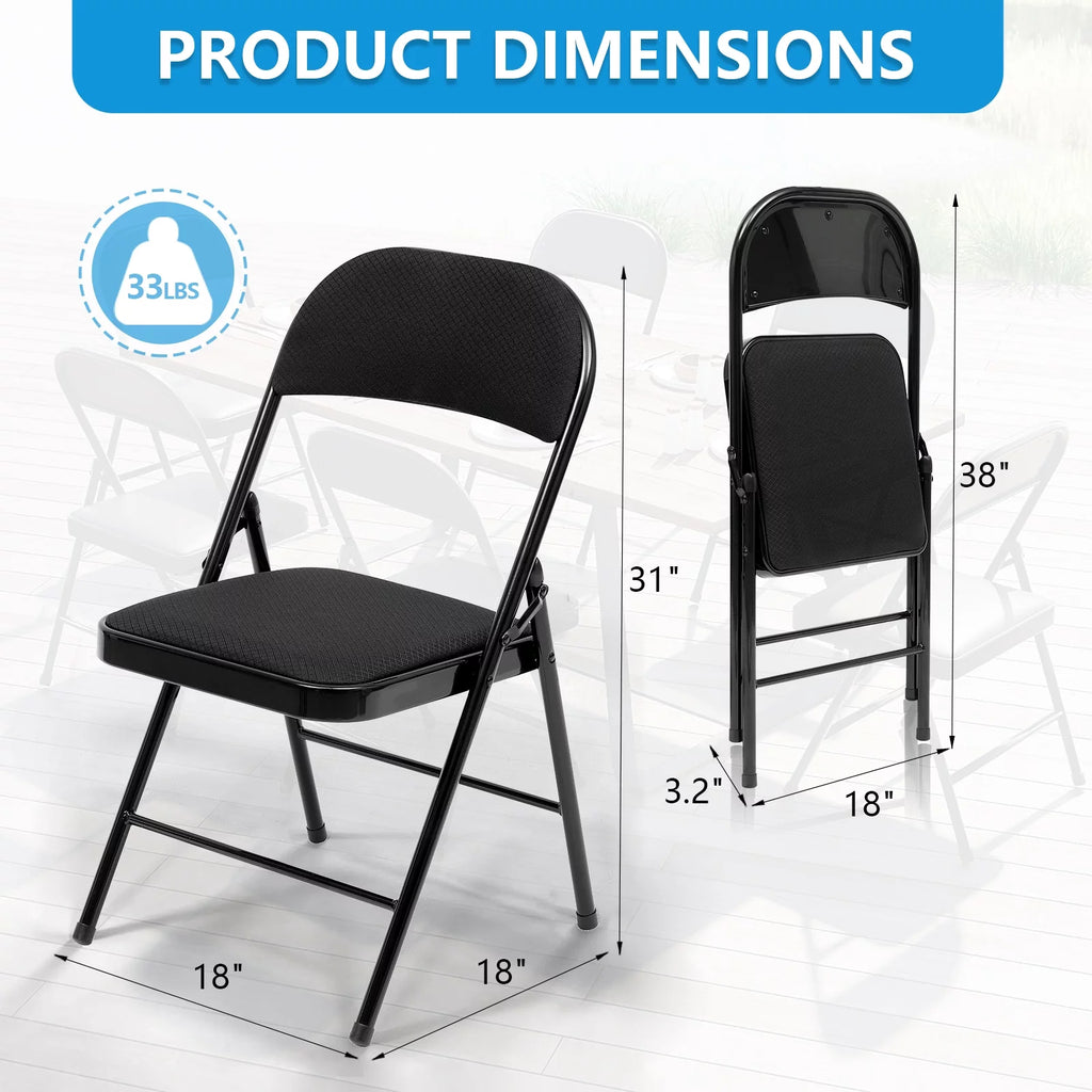 Black Fabric Padded Folding Chair 4 Pack Q345963
