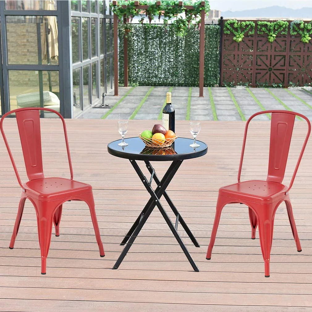 Set of 4 Stackable Metal Kitchen Chair I533
