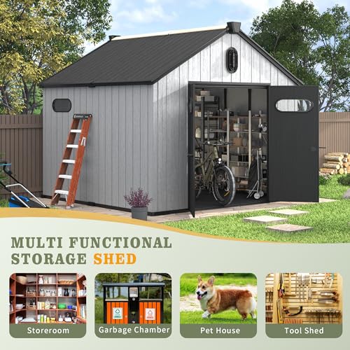Grey Resin Plastic Outdoor Storage Shed Y317