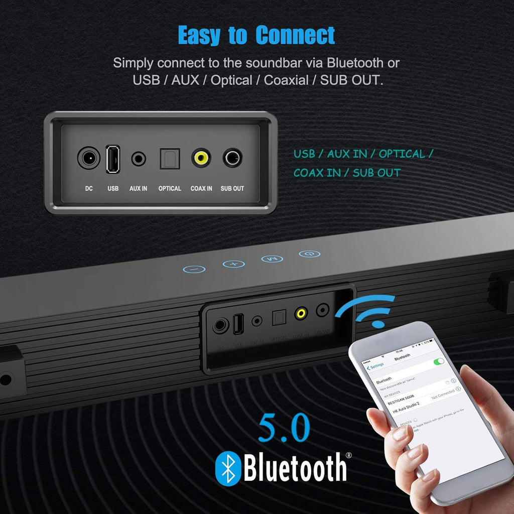 27 Inch Bluetooth Sound Bar with Subwoofer V797533