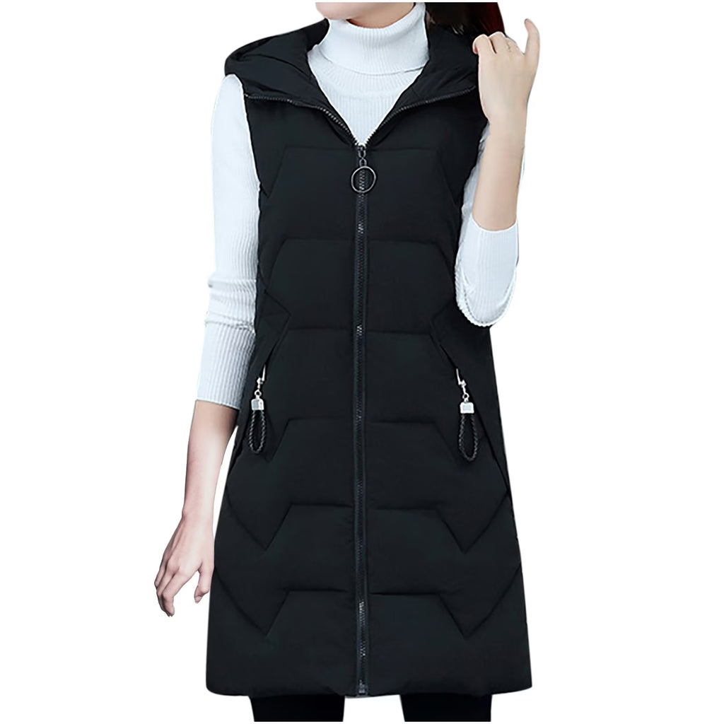 Slim Packable Lightweight Mid-length Puffer Down Vest Waistcoat with Pocket U150