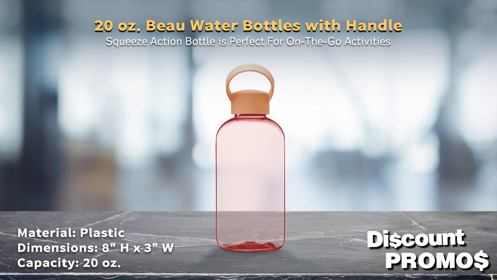 10 Pc Light Pink Plastic Water Bottles with Handle K3083