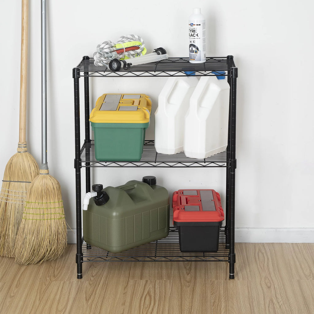 Steel 3-Tier Storage Shelf Unit Black H471