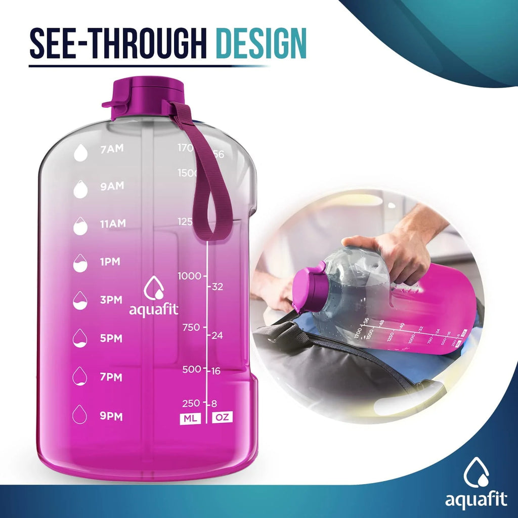1 Gallon Gray Water Bottle with Time Marker D4632