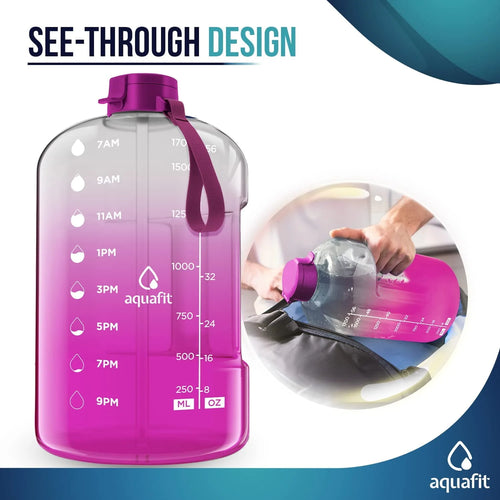 1 Gallon Gray Water Bottle with Time Marker D4632