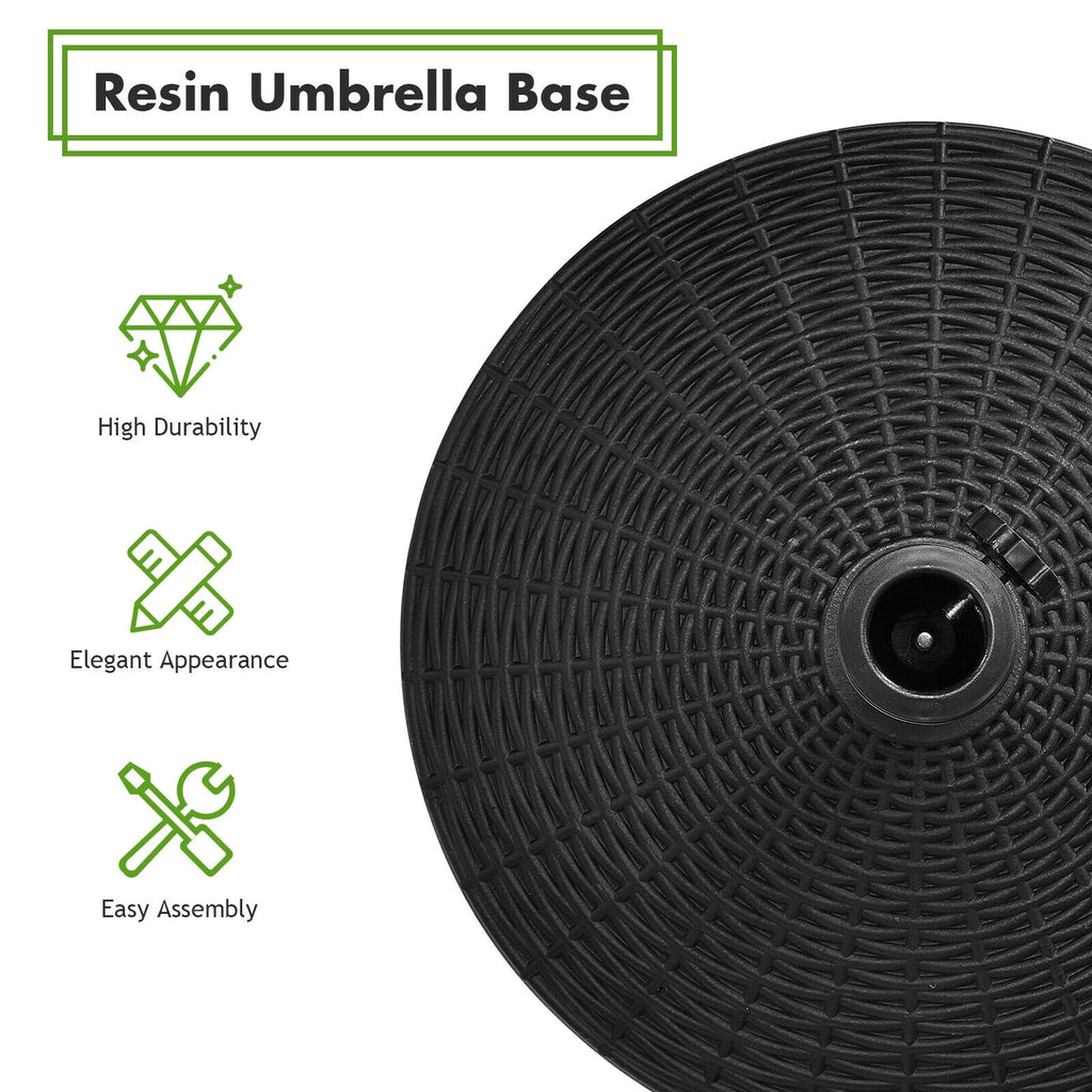 49lbs Round Resin Umbrella Base with Rattan Design V4555