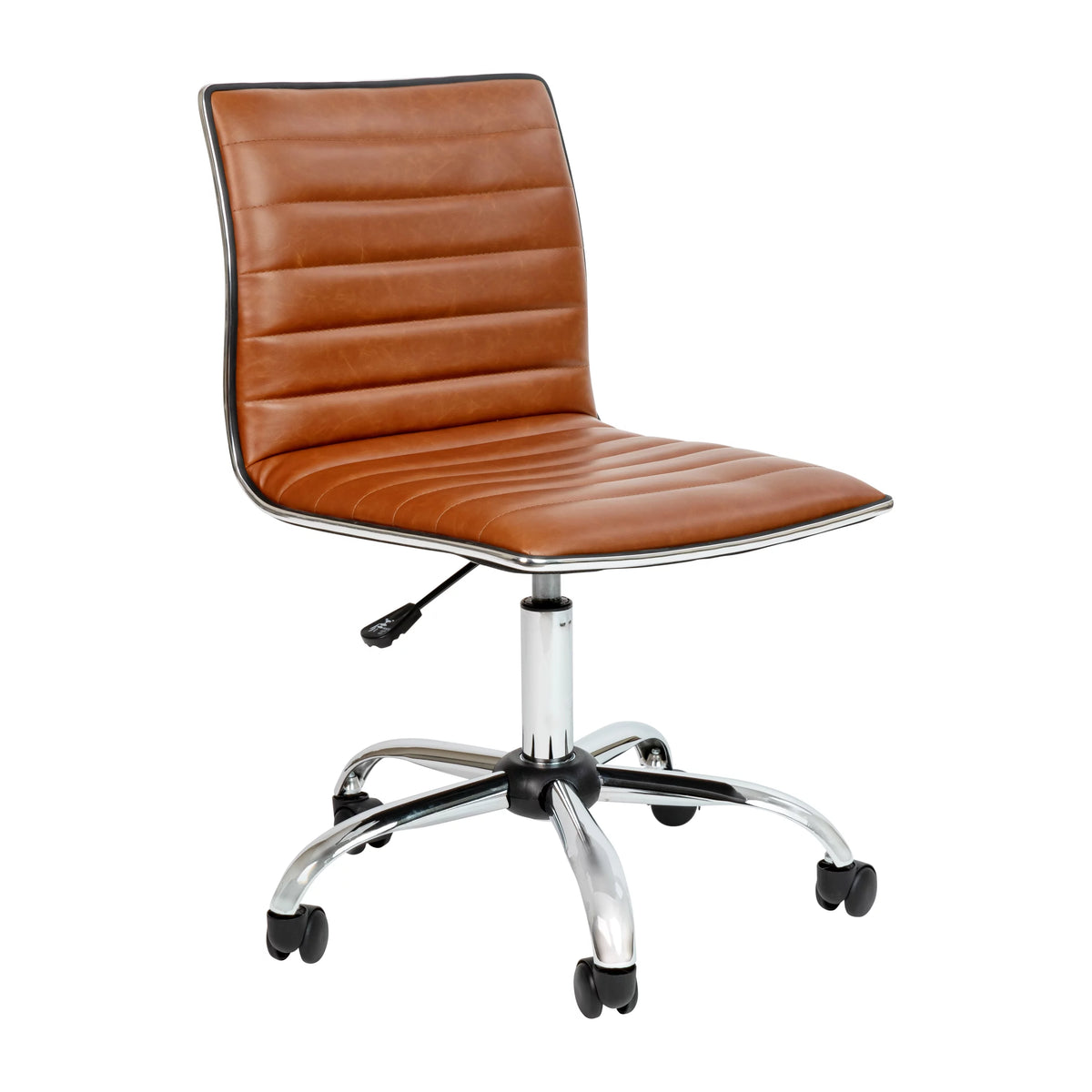 Brown Ribbed Swivel Task Office Chair L695