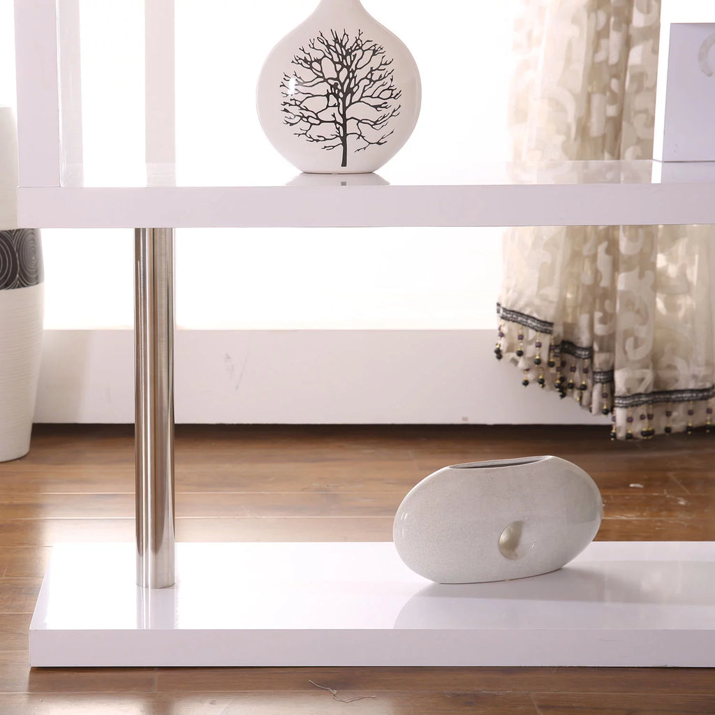 White 4 Tier L-Shaped Computer Desk with Shelves D8088