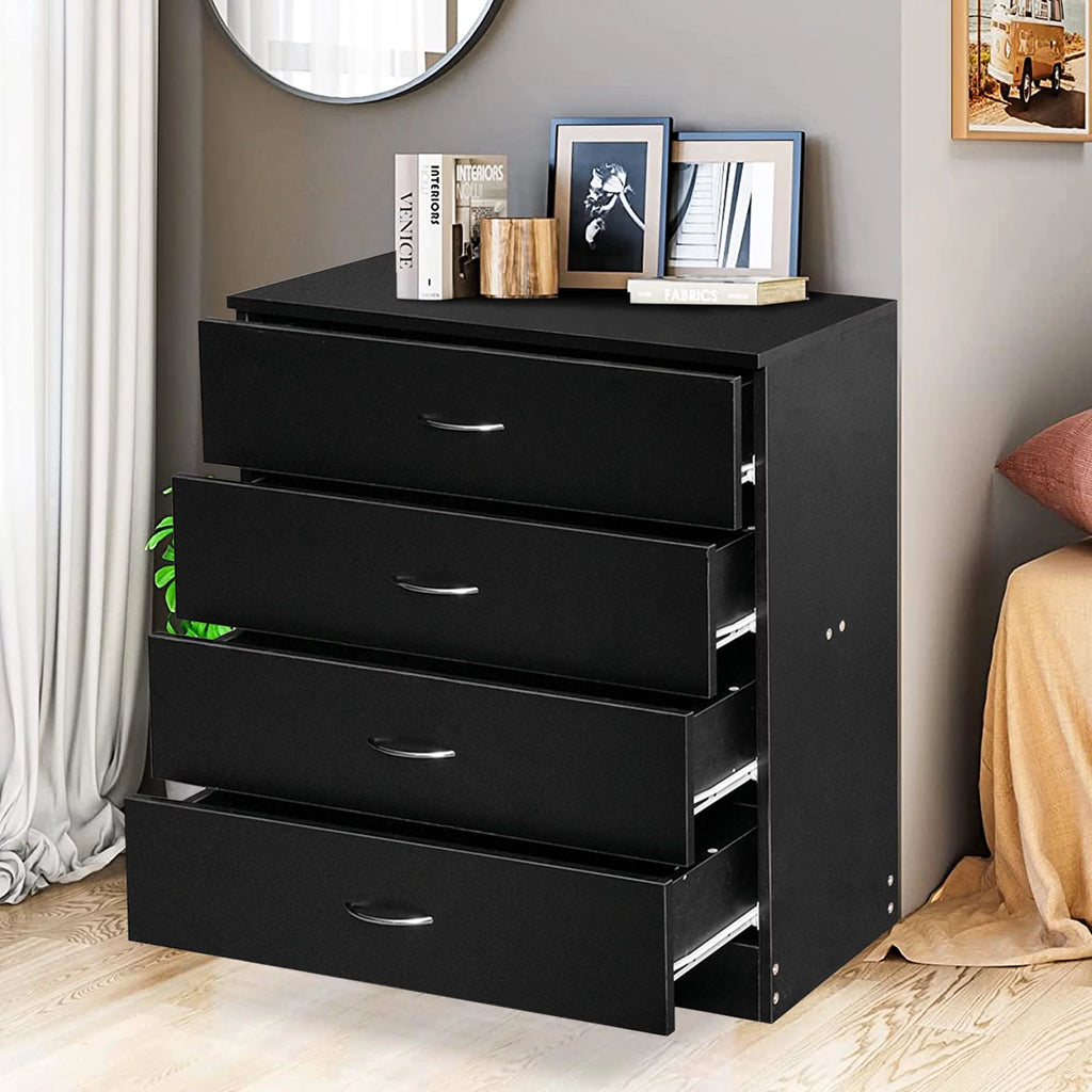 Black 4 Drawer Wood Dresser T5707