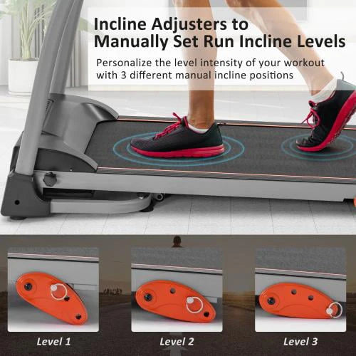 Foldable Treadmill with 3 Tilt Options, 240lbs Weight Capacity R24330