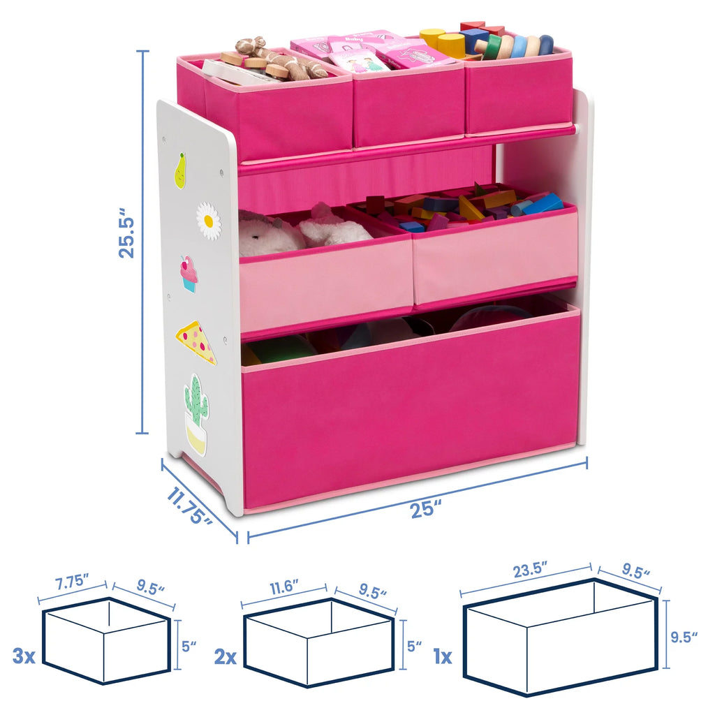 White/Pink 6 Bin Toy Organizer Q575206