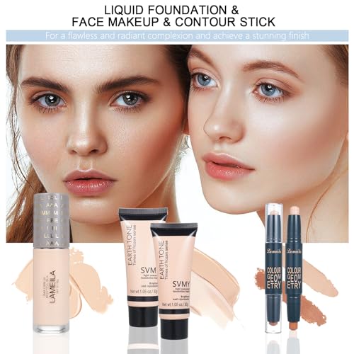18 Color Eyeshadow Palette Foundation Lipstick Eyebrow Pencil Makeup Kit L67652