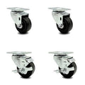 Swivel Top Plate Caster Set of 4 with 3.5 inch Black Wheels Q326