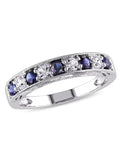 Lab-Created Dark Blue and White Sapphire Ring in Sterling Silver S759794