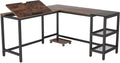 Rustic Brown L Shaped Desk with Storage Shelves P1584