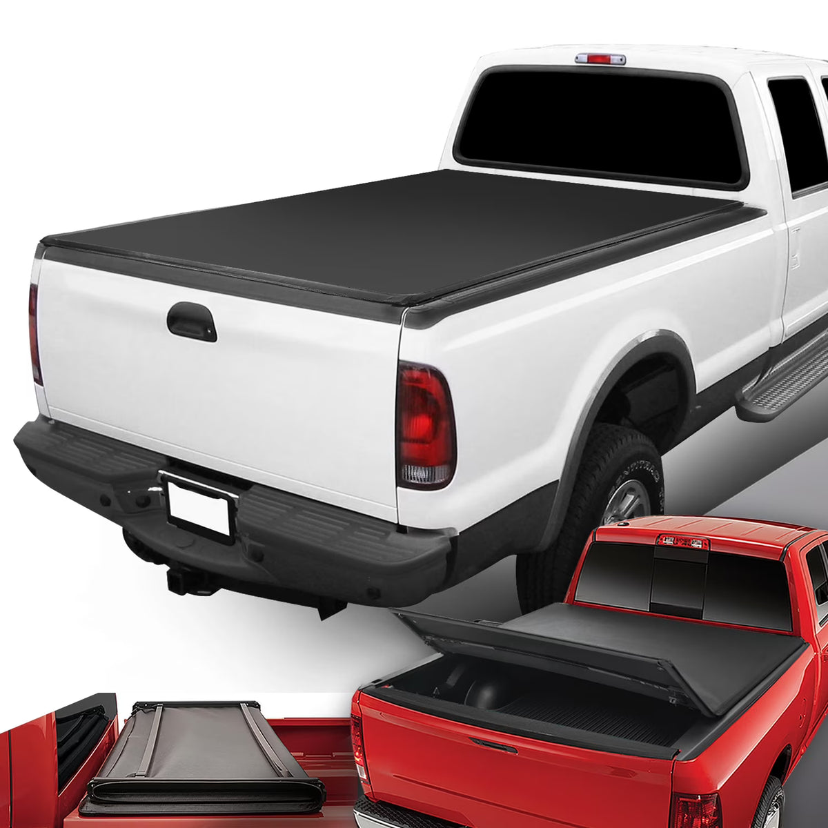 Tri-Fold Soft Top Tonneau Cover for Ford F250 F350 Super Duty 6.5' Bed E446725